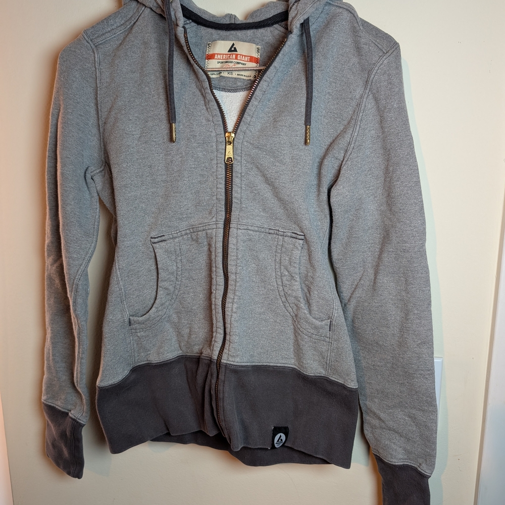 American Giant Gray and Dark Gray Hoodie